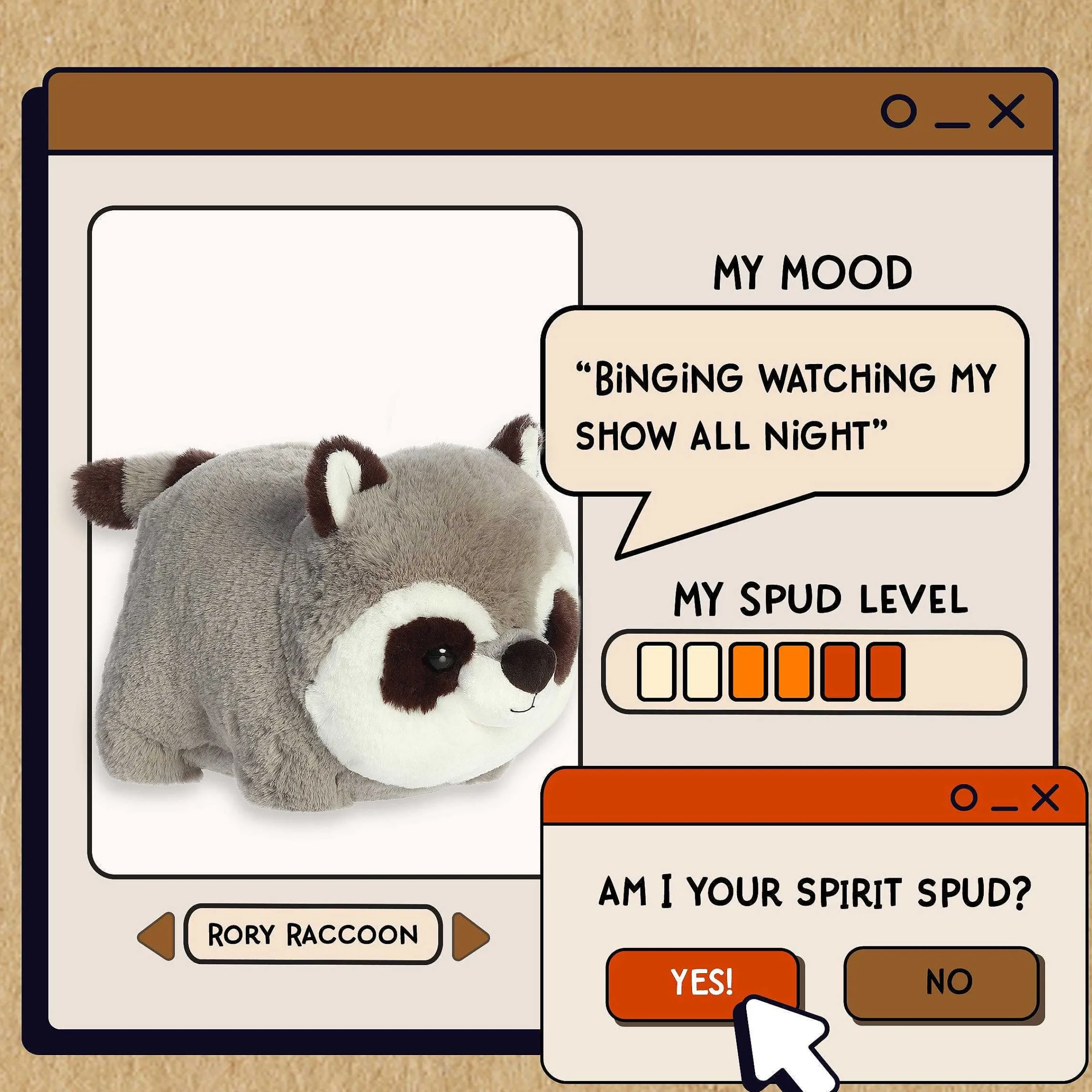 Discount - Spudsters - 10" Rory Raccoon New